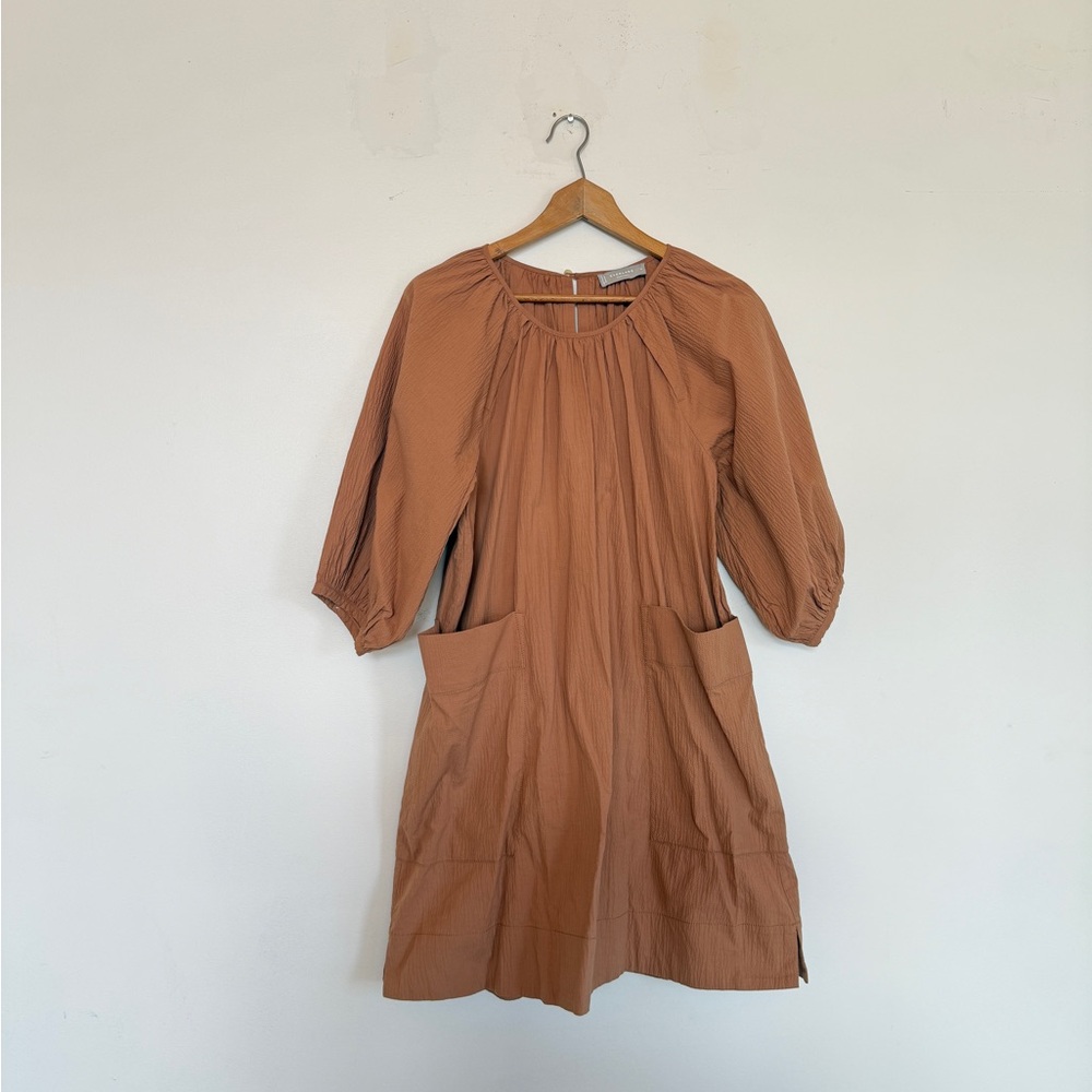 Everlane 3/4 Sleeve Tan Dress